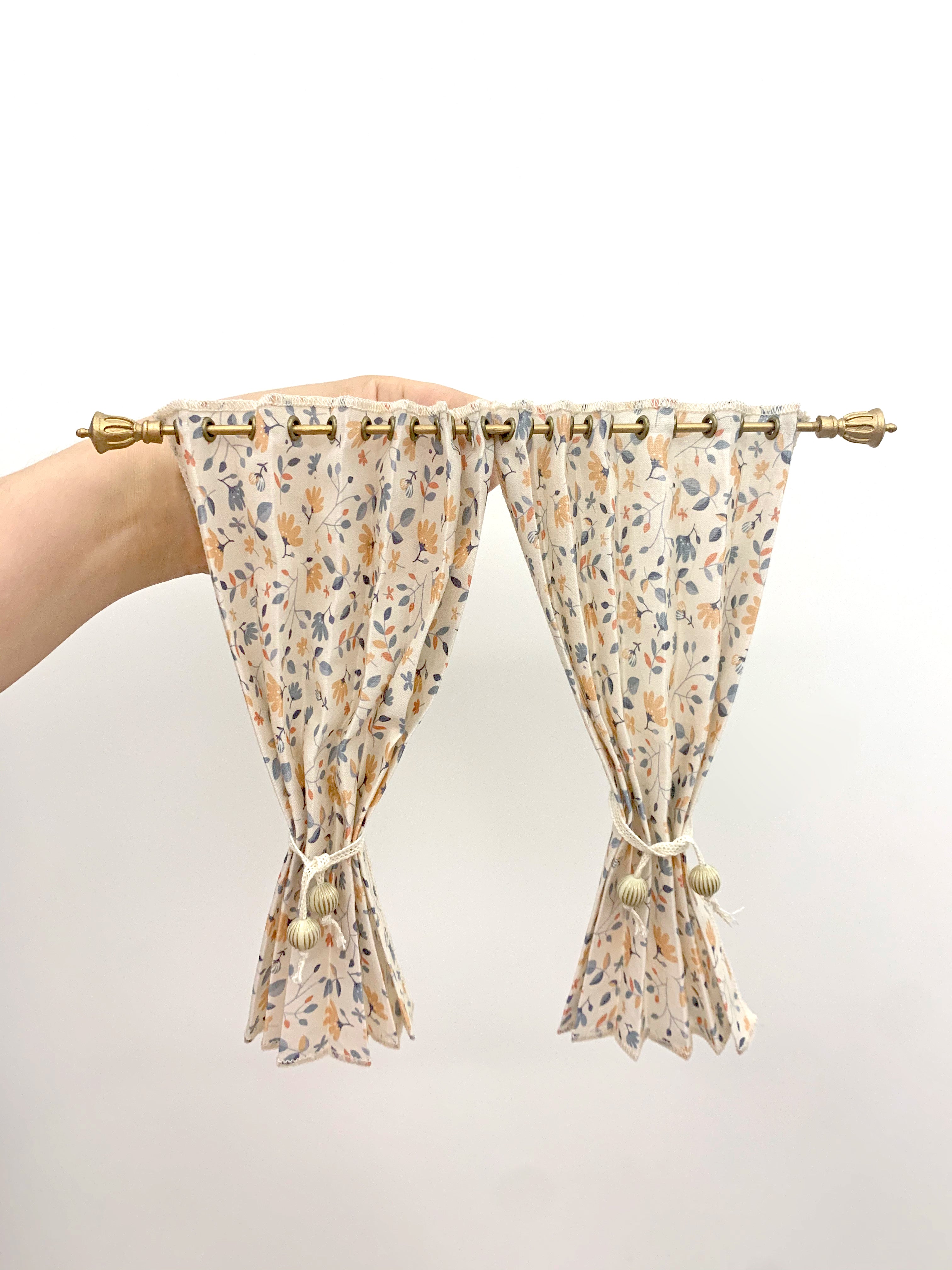 Window curtains 1/6 Scale dollhouse drape color - yarn