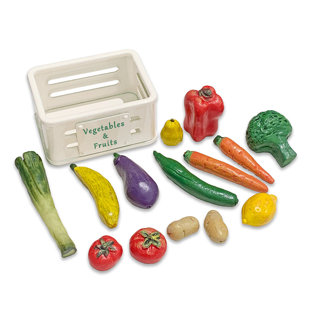 Hand-painted miniature vegetables and fruits for Barbie-scale kitchens, Re-Ment scenes and 1:12 displays